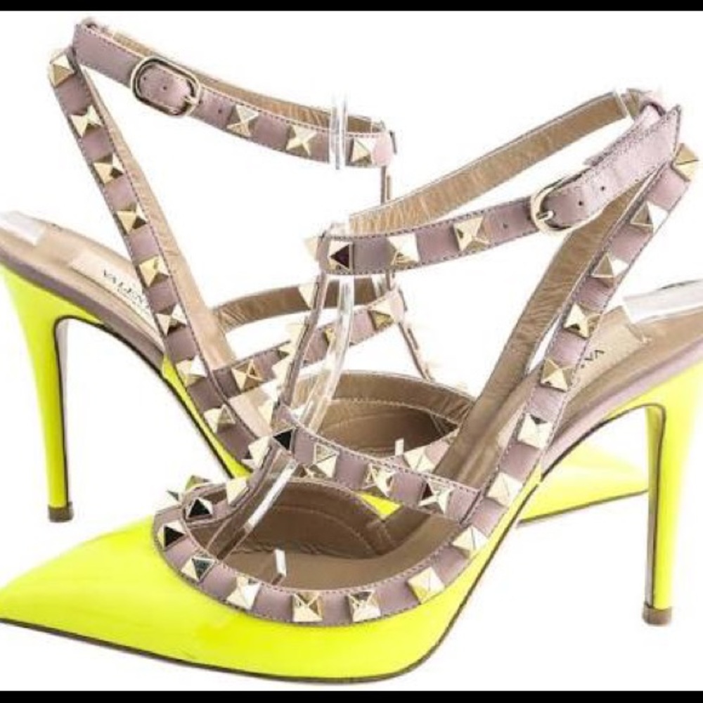 Valentino Rockstud Sling Back Yellow 36